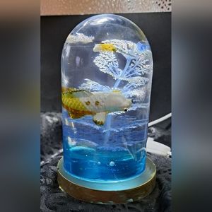 Whiteand gold fish night lamp